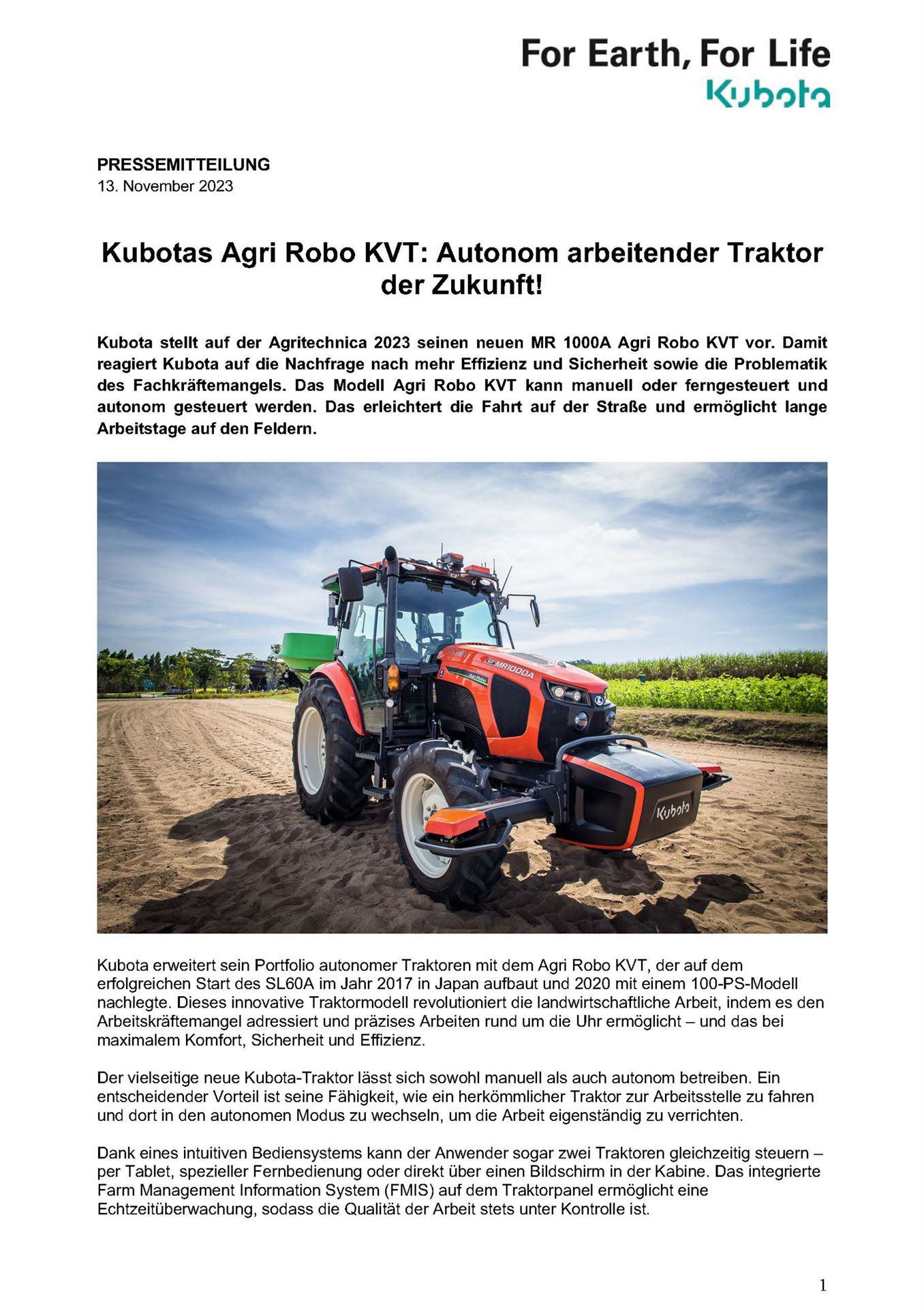 Artikel autonomer Traktor